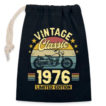 1976 Motard 50 Ans Anniversaire Homme - Sac cadeau en coton avec cordon (14 x 20 cm) - bleu marine - Devant