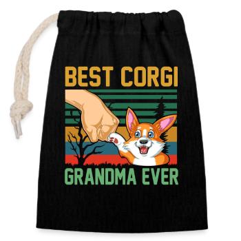 Bestes Corgi Oma aller Zeiten Muttertagsgeschenk - Verschließbarer Geschenkbeutel aus Baumwolle (14x20cm) - Schwarz - Vorne