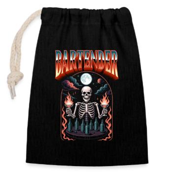 Barkeeper Halloween Barmann Barkeeperin - Verschließbarer Geschenkbeutel aus Baumwolle (14x20cm) - Schwarz - Vorne