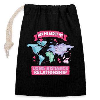 Long-distance relationship - Closable cotton gift bag (14x20cm) - black - Front