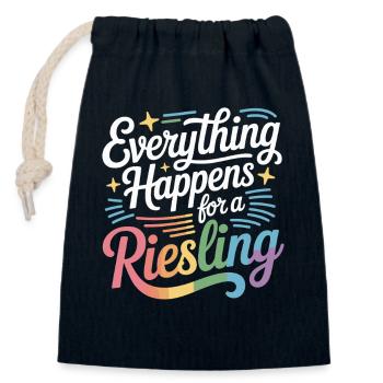 Vin Buveur De Vin Tout Arrive Pour Un Riesling - Sac cadeau en coton avec cordon (14 x 20 cm) - bleu marine - Devant