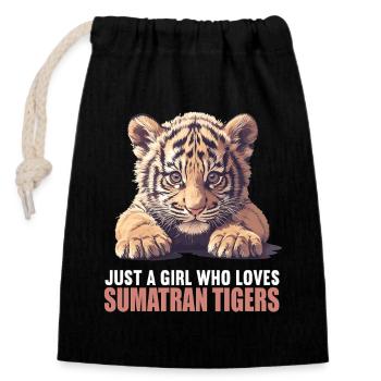 Sumatra-Tiger - Verschließbarer Geschenkbeutel aus Baumwolle (14x20cm) - Schwarz - Vorne