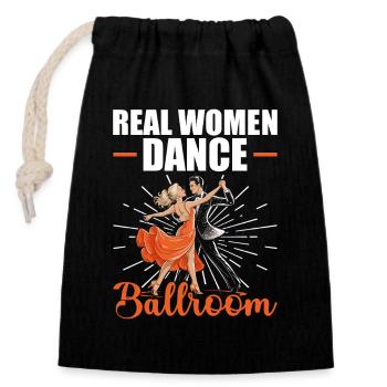 De vraies femmes dansant dans la salle de bal - Sac cadeau en coton avec cordon (14 x 20 cm) - noir - Devant
