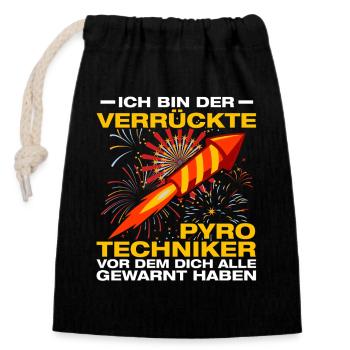 Verrückte Pyrotechniker Böllern Feuerwerk - Verschließbarer Geschenkbeutel aus Baumwolle (14x20cm) - Schwarz - Vorne