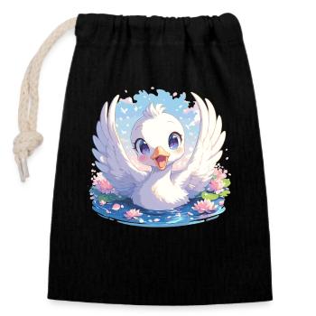 Swans Swan - Closable cotton gift bag (14x20cm) - black - Front
