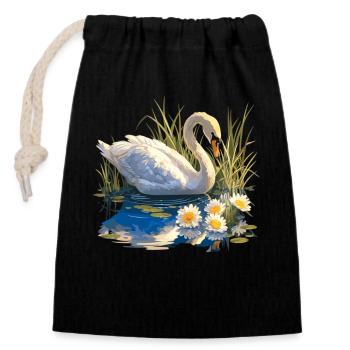 Swans Swan - Closable cotton gift bag (14x20cm) - black - Front
