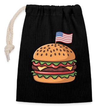 Cheeseburger Patriotic Independence Day 4th of - Closable cotton gift bag (14x20cm) - black - Front