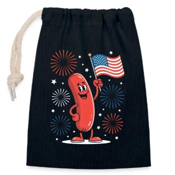 Patriotic Kawaii Sausage Independence Day 4th of - Verschließbarer Geschenkbeutel aus Baumwolle (14x20cm) - Navy - Vorne