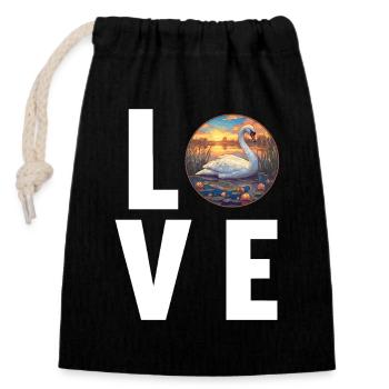Swans Swan - Closable cotton gift bag (14x20cm) - black - Front