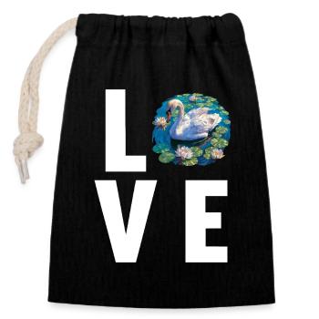 Swans Swan - Closable cotton gift bag (14x20cm) - black - Front
