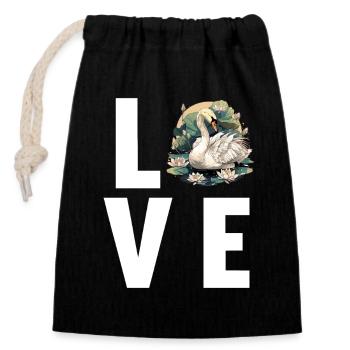 Swans Swan - Closable cotton gift bag (14x20cm) - black - Front