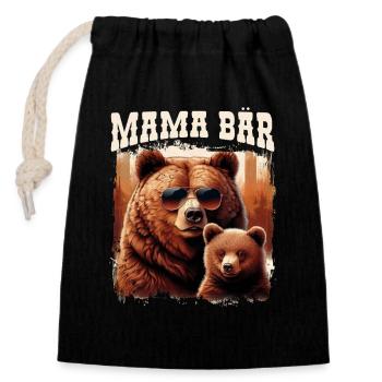 Mama Bär Muttertag Mutter Elternteil Mama Bear - Verschließbarer Geschenkbeutel aus Baumwolle (14x20cm) - Schwarz - Vorne
