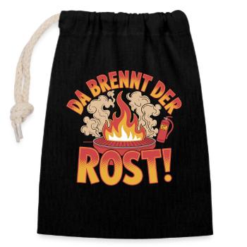 Da Brennt Der Rost Grillspaß Feuerdesign - Verschließbarer Geschenkbeutel aus Baumwolle (14x20cm) - Schwarz - Vorne