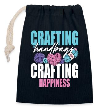 Crochet Knitting - Closable cotton gift bag (14x20cm) - navy - Front