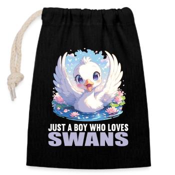 Swans Swan - Closable cotton gift bag (14x20cm) - black - Front