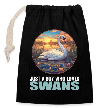 Swans Swan - Closable cotton gift bag (14x20cm) - black - Front