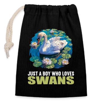 Swans Swan - Closable cotton gift bag (14x20cm) - black - Front