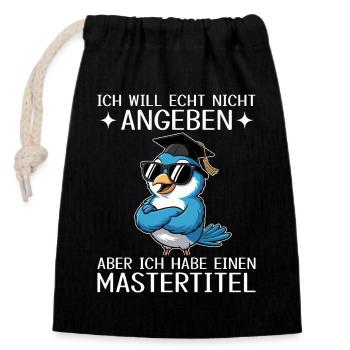 Master complété - Intitulé du Master - Sac cadeau en coton avec cordon (14 x 20 cm) - noir - Devant