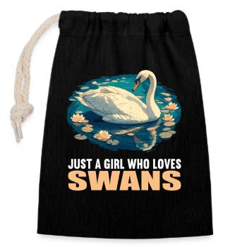 Swans Swan - Closable cotton gift bag (14x20cm) - black - Front