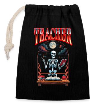 enseignant Halloween formateur d'enseignants - Sac cadeau en coton avec cordon (14 x 20 cm) - noir - Devant