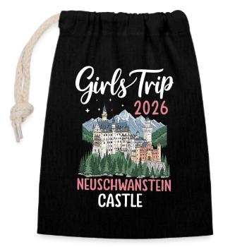 Girls Trip 2026 Neuschwanstein Castle - Verschließbarer Geschenkbeutel aus Baumwolle (14x20cm) - Schwarz - Vorne