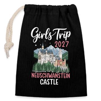 Girls Trip 2027 Neuschwanstein Castle - Verschließbarer Geschenkbeutel aus Baumwolle (14x20cm) - Schwarz - Vorne