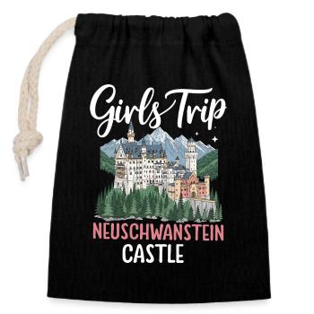 Girls Trip Neuschwanstein Castle - Verschließbarer Geschenkbeutel aus Baumwolle (14x20cm) - Schwarz - Vorne