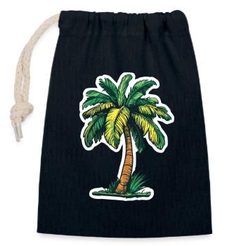 Palm tree - Closable cotton gift bag (14x20cm) - navy - Front