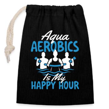 Aqua-Aerobic ist mein Happy Hour Wasser-Workout-Spaß - Verschließbarer Geschenkbeutel aus Baumwolle (14x20cm) - Schwarz - Vorne