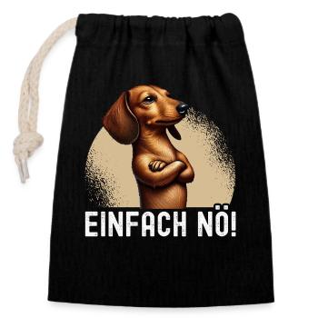 Einfach Nö Dackel Teckel Hund Hunderasse - Verschließbarer Geschenkbeutel aus Baumwolle (14x20cm) - Schwarz - Vorne