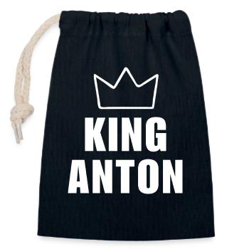König Anton Krone Shirt – Name beginnt mit A - Verschließbarer Geschenkbeutel aus Baumwolle (14x20cm) - Navy - Vorne