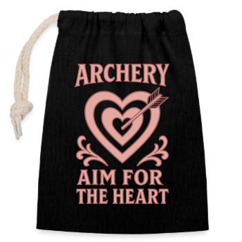 Archery Aim For The Heart Archer Bow - Closable cotton gift bag (14x20cm) - black - Front