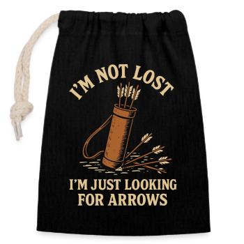 I Am Not Lost Looking for Arrows - Closable cotton gift bag (14x20cm) - black - Front