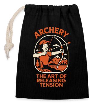 Archery: The Art of Relieving Tension - Closable cotton gift bag (14x20cm) - black - Front