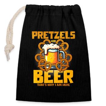 Pretzel Bier Liebe Design - Verschließbarer Geschenkbeutel aus Baumwolle (14x20cm) - Schwarz - Vorne