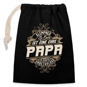 Klempner Papa - Verschließbarer Geschenkbeutel aus Baumwolle (14x20cm) - Schwarz - Vorne