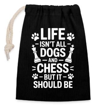 Schach Spruch Schachspieler Hunde Schach Geschenk - Verschließbarer Geschenkbeutel aus Baumwolle (14x20cm) - Schwarz - Vorne