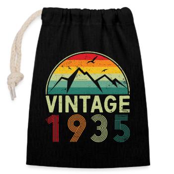 Retro Mountain Range Vintage Design - Closable cotton gift bag (14x20cm) - black - Front
