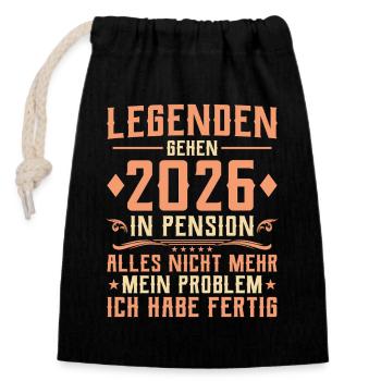 Les légendes prennent leur retraite en 2026 - Adieu collègue - Sac cadeau en coton avec cordon (14 x 20 cm) - noir - Devant