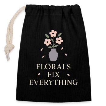 Fleuriste de mariage Floral Designer -crew Bouquet - Sac cadeau en coton avec cordon (14 x 20 cm) - noir - Devant
