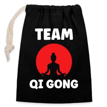 Qi Gong Design Zen Balance - Verschließbarer Geschenkbeutel aus Baumwolle (14x20cm) - Schwarz - Vorne