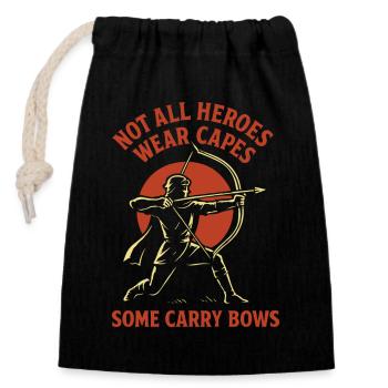 Not all heroes wear capes Some wear bows - Closable cotton gift bag (14x20cm) - black - Front