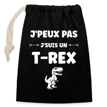 T-Rex Humorous and Casual - Closable cotton gift bag (14x20cm) - black - Front