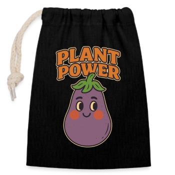 Aubergine ludique avec un message - Sac cadeau en coton avec cordon (14 x 20 cm) - noir - Devant