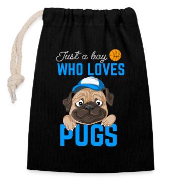 Pug for boys - Closable cotton gift bag (14x20cm) - black - Front