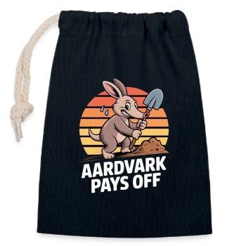 Aardvark Pays Off Anteater Motivation - Closable cotton gift bag (14x20cm) - navy - Front
