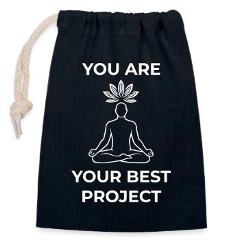 Mindfulness You Are Your Best Project - Closable cotton gift bag (14x20cm) - navy - Front