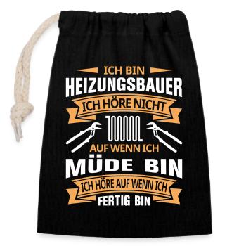 Chauffagiste Plombier Plombier de construction chauffage - Sac cadeau en coton avec cordon (14 x 20 cm) - noir - Devant