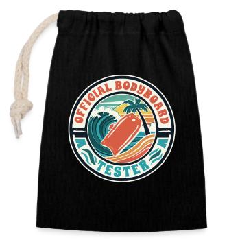 Bodyboard Bodyboarder Testeur officiel de bodyboard - Sac cadeau en coton avec cordon (14 x 20 cm) - noir - Devant
