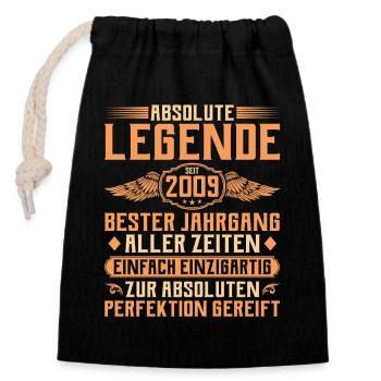 16th birthday - Legend since 2009 - Closable cotton gift bag (14x20cm) - black - Front